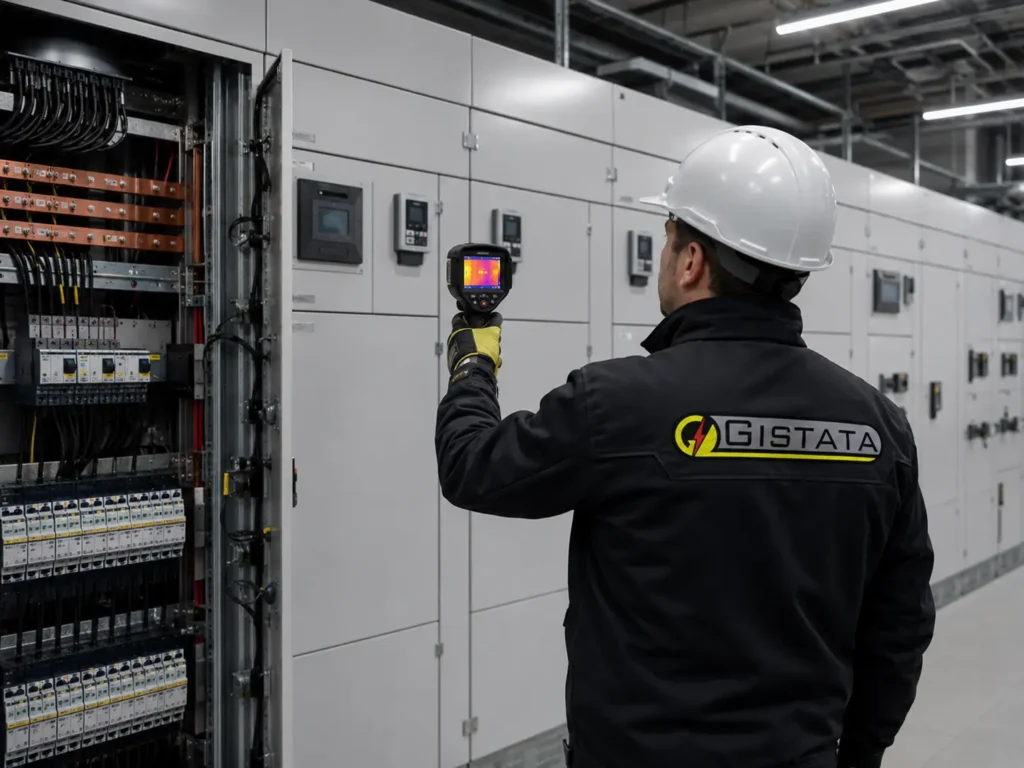 Gistata elektrikas atlieka elektros skydų termovizinę patikrą